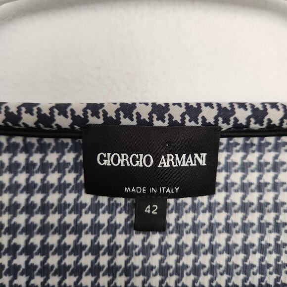 Giorgio Armani Smock Textured Short‎ Sleeve Blouse 42/S Black & White Designer - Picture 3 of 7